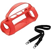JOYSOG Charge 5 Silicone Case, Portable Carrying Case Sleeve Protector Cover Travel Bag with Shoulder Strap for JBL Charge 5 Wi-Fi/Charge 5 Bluetooth Speaker (Red)