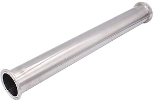 DERNORD Sanitary Spool Tube with Clamp Ends,Stainless Steel 304 Seamless Round Tubing With 2 inch Tri Clamp 64MM Ferrule Flange (Tube Length: 18 Inch / 458MM)