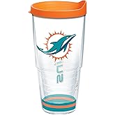 Tervis Made in USA Double Walled NFL Miami Dolphins Arctic Insulated Tumbler Cup Keeps Drinks Cold & Hot, 24oz, Clear