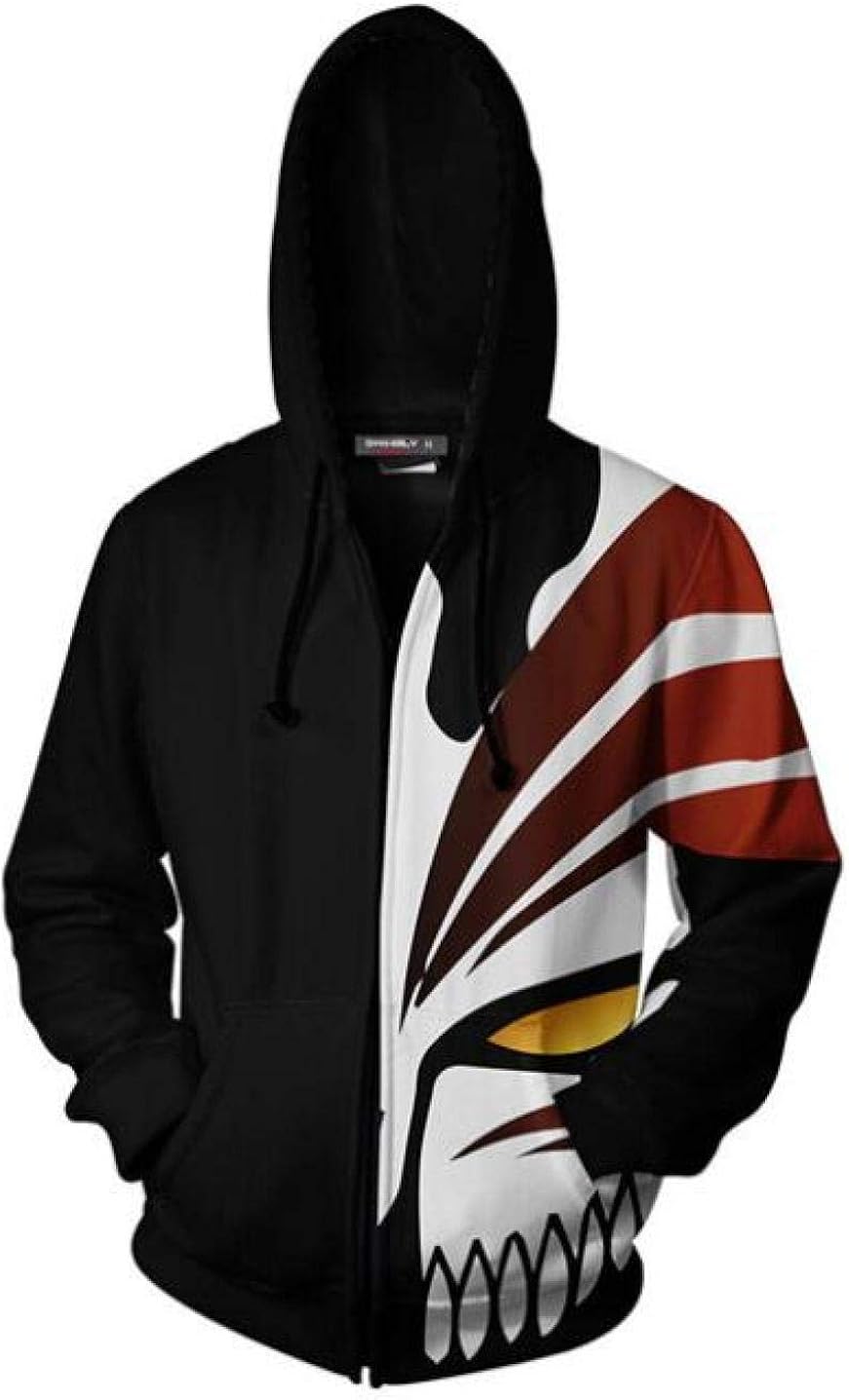 Hoodies,3D Anime Bleach Kurosaki Ichigo Long Sleeve Hooded Zipper