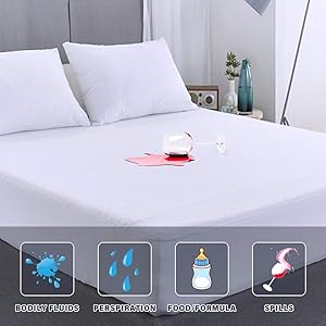 FGZ Soft King Mattress Protector, King Mattress Cover Machine Washable White Noiseless Premium Soft Cotton Terry Vinyl-Free King Size Mattress Protector for Pets Kids Adults 76" x 80"