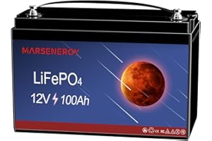 Marsenergy 12V 100Ah Lithium LiFePO4 Deep Cycle Battery, 4500-15000 Cycles Rechargeable Battery Built-in Smart BMS with Low Temp Protection for trolling Motor, Solar Power, Off-Grid, Marine LEPN12100