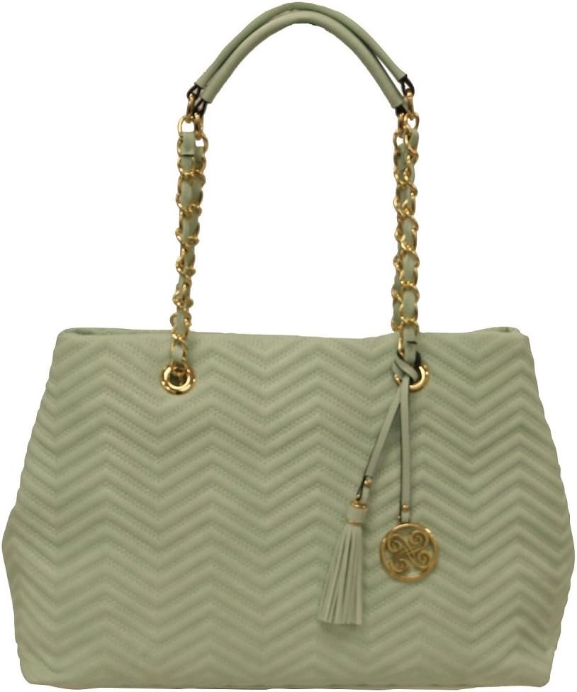 York Quilted Fashion Tote, Mint, Chain Purse Handbag