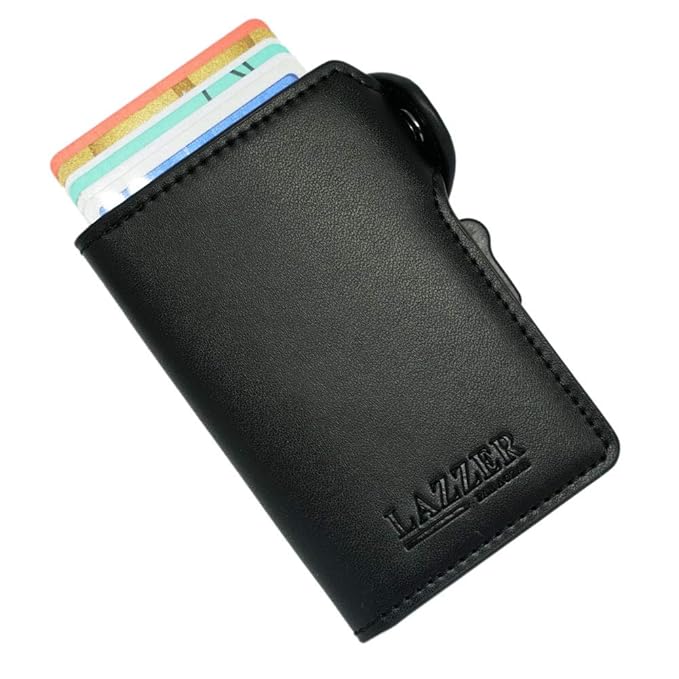 RFID Blocking Card Ejector Slim Genuine Leather Minimalist Wallet with