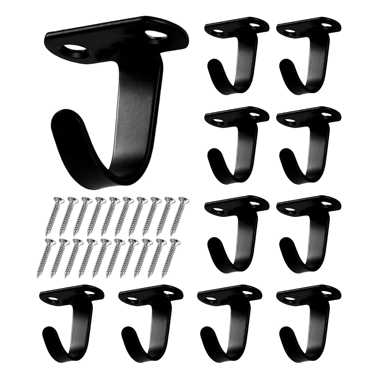 DUINIU 10 PCS Stainless Steel Hooks, Ceiling Hooks, Multifunctional Hooks for Wardrobe, Bathroom, Kitchen, Etc. (Black)