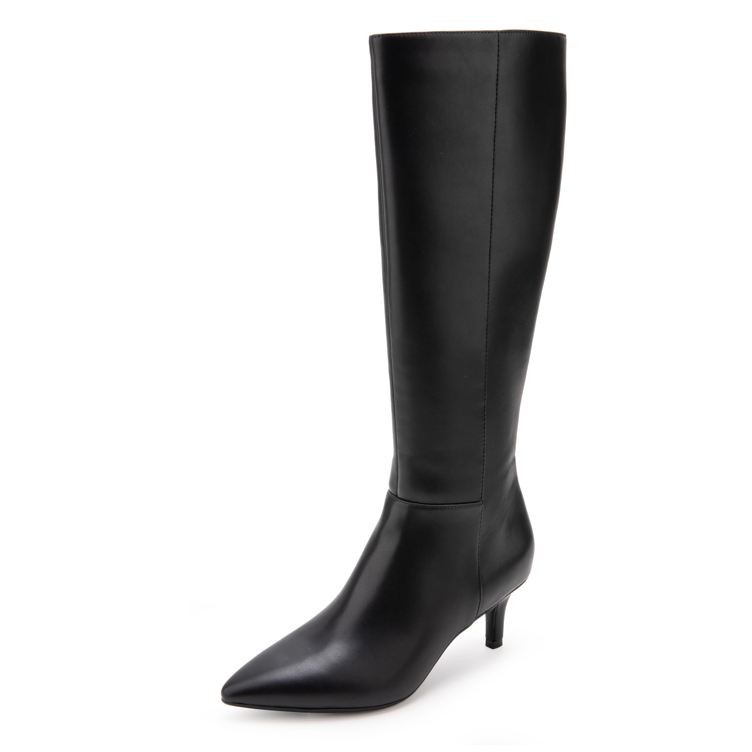 Aerosoles Women’s EPIC Kitten Heel Tall Boots, Black Faux Leather, 11W