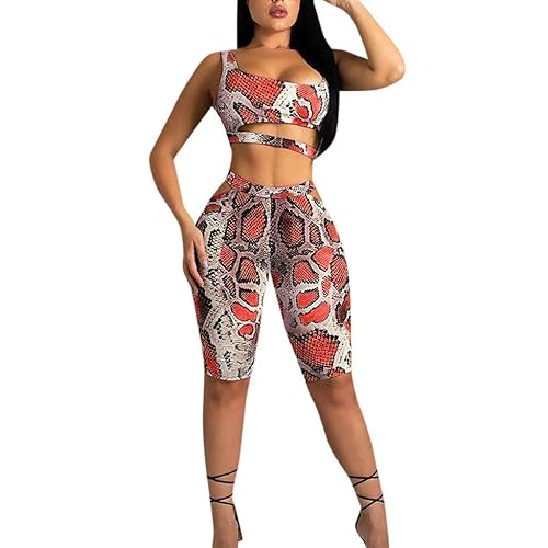 Nevera Women Club Sexy Two Piece Outfits Leopard Snakeskin Print
