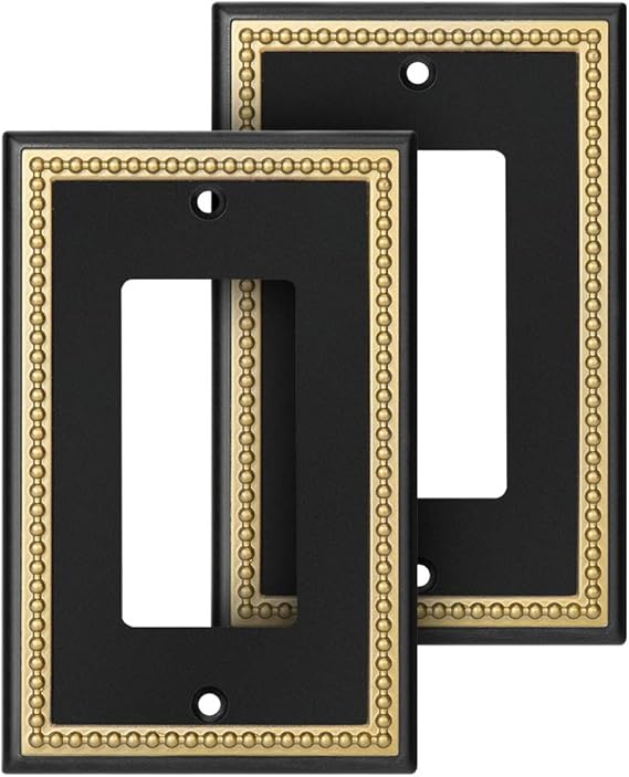 Pearled Frame Decorative Wall Plate Switch Plate Outlet Cover (Single