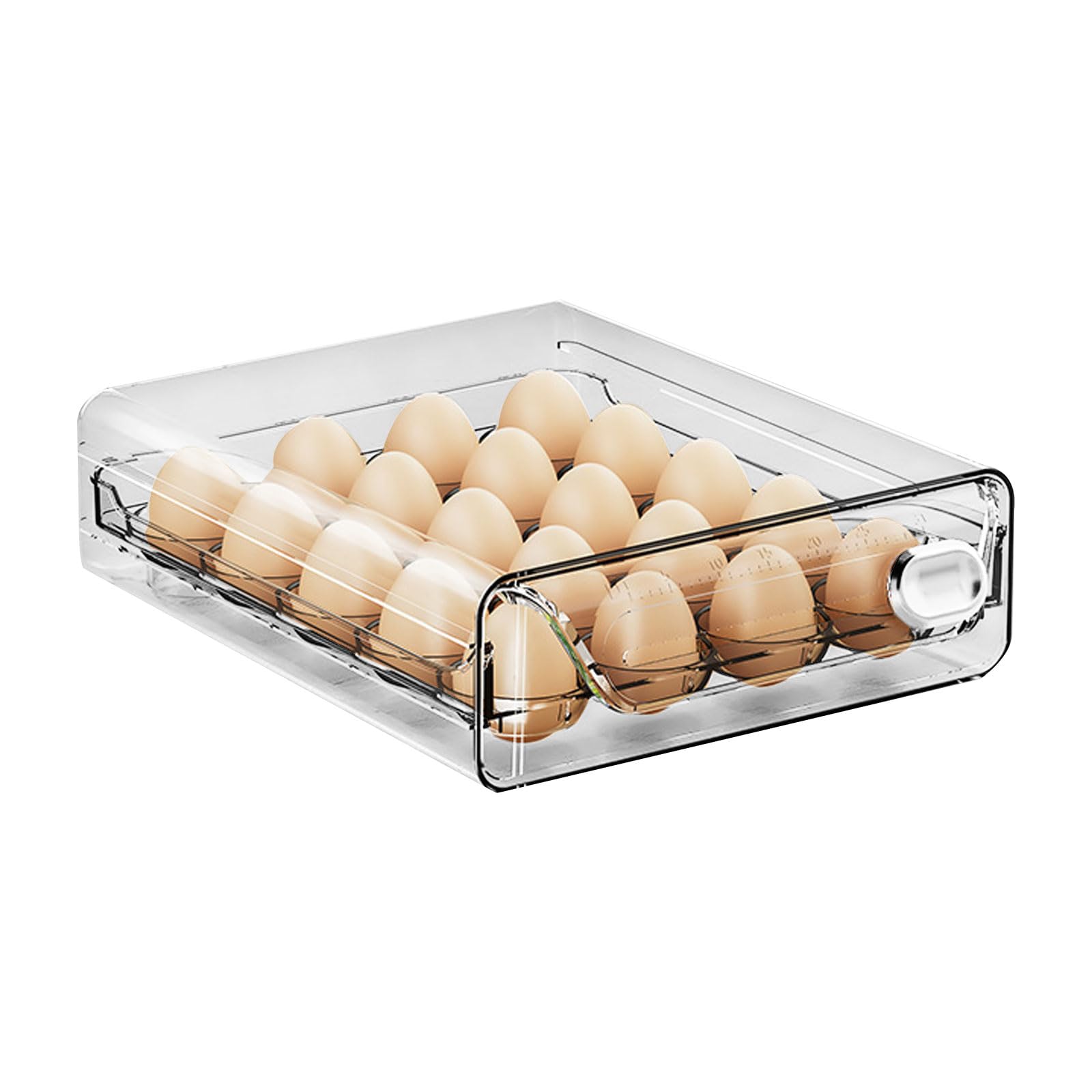 BigKing Egg Storage Drawer Container, Large 40 Grid Transparent Single Double Layer Type Egg Storage Rack, PET and PP Material Egg Storage Holder for Fridge (Single Layer)