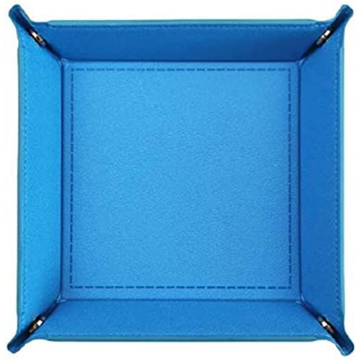 MACHSWON Dice Tray PU Leather Folding Square Holder for Dice Games, Other Table Games, Jewelry, Key, Wallet, Coin Box Storage Tray Blue