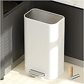 VEELAR Kitchen Bathroom (8 Gallon/30 Liter) Trash Can - Stainless Steel Garbage Cans with Foot Pedal, Recycling Bin with Lid for Office Bathroom Decor (White)
