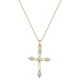 Amazon Collection Diamond Accent Cross Pendant Necklace with Cable Chain