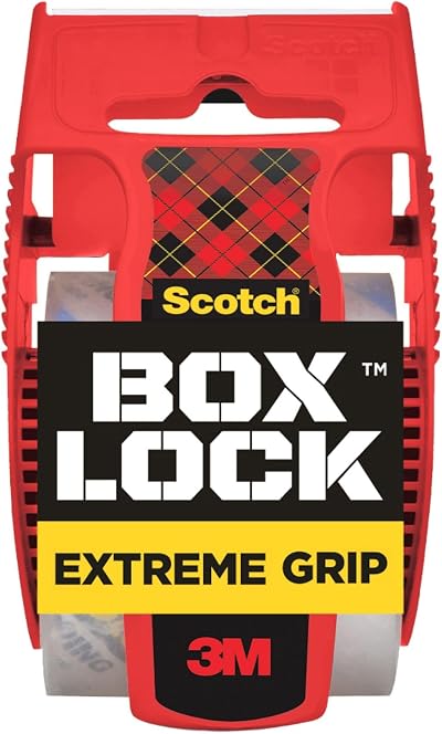 Scotch Box Lock Packaging Tape with Dispenser 48 mm x 20.3 m Clear