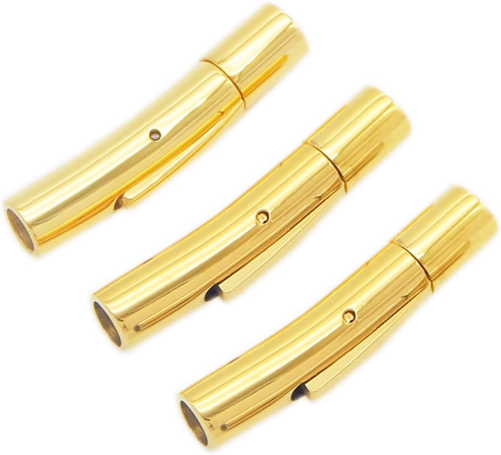 Shiny Stainless Steel Magnetic Clasp Leather Cord End Cap Integral Clasp for Jewelry Making - Fit 5mm Leather Pleather Silk Satin Cord (3pcs / Pack)