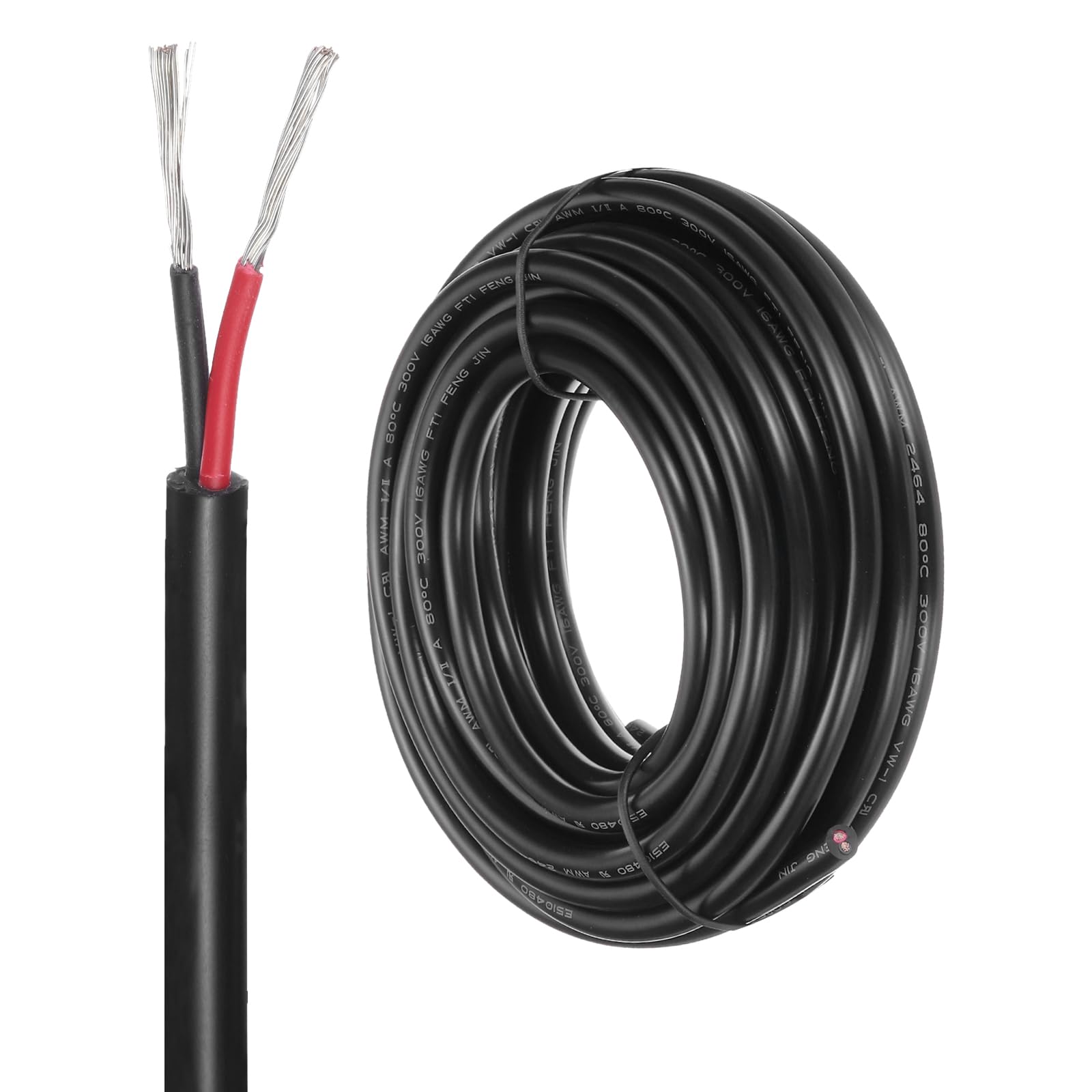 DMiotech 16 Gauge Wire Electrical Wire 2 Conductor, 16 AWG Extension Cable Cord 25 Ft/7.6 m UL2464 300V Stranded Tinned Copper Wire for LED Lighting Automotive