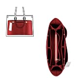 ZTUJO Purse Organizer Insert For Handbags, Silky Bag Organizer With 2 Zippers For Speedy Neverful Tote and More (Red, Large)