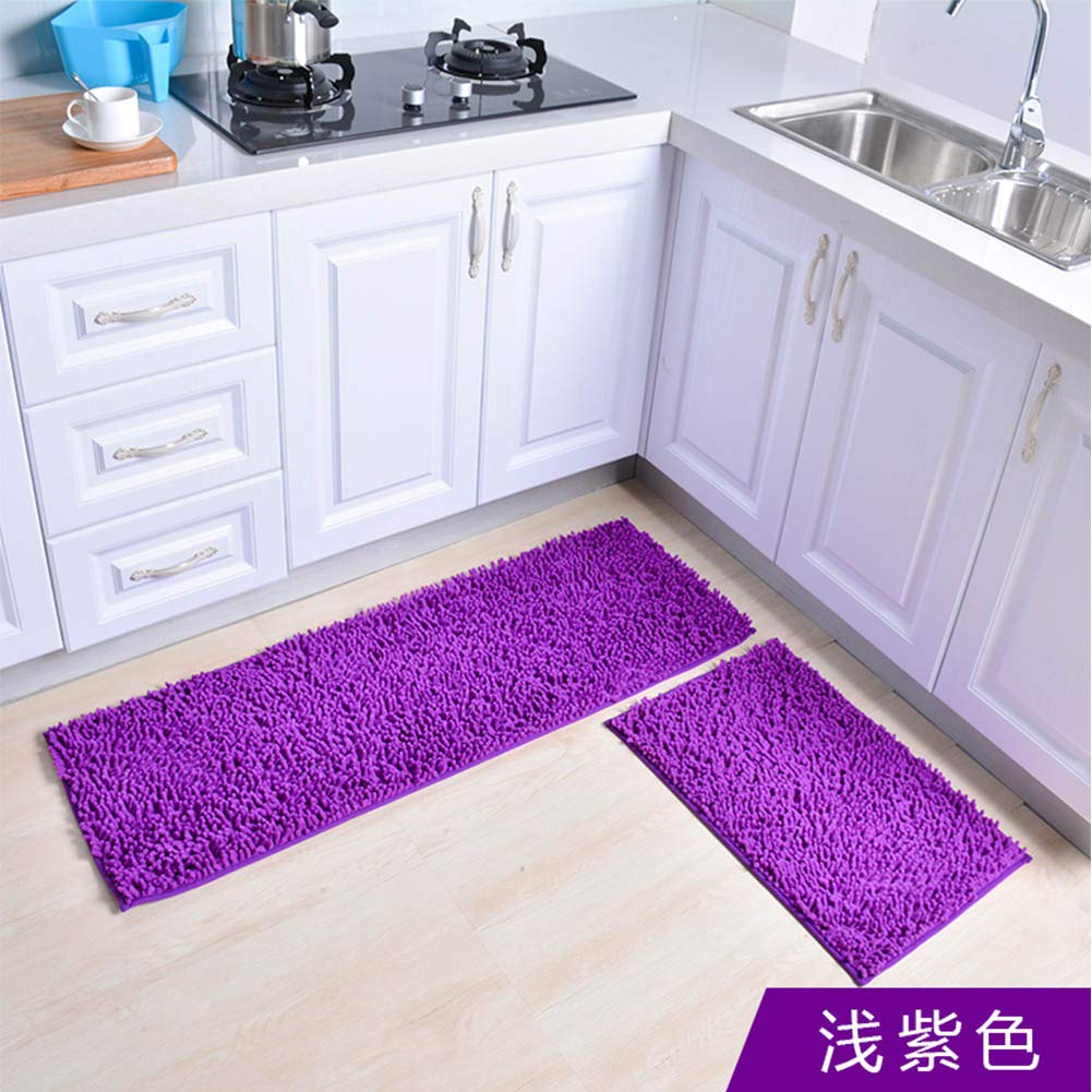 16x24inch Non Slip 2 Piece Bath Rug Shaggy Kitchen Rug Runner Water Absorption Carpet for Entryway,Bedroom-Gray 40x120cm 16x47inch Soft Chenille Kitchen Mat for Floor +40x60cm