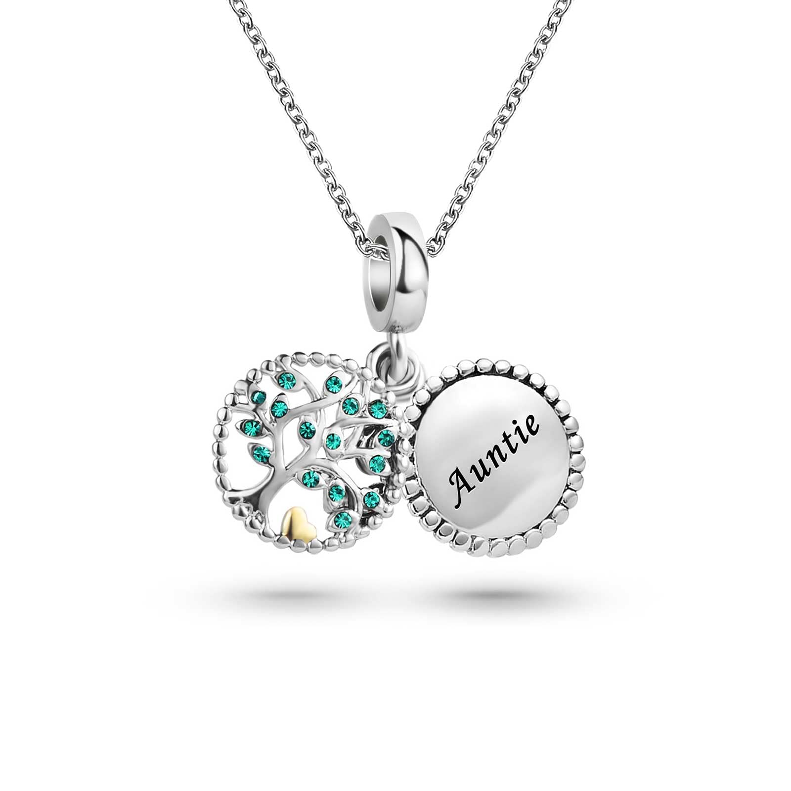 KunBead Jewelry Auntie Small I Love You Family Tree of Life Charm Pendant Necklace Birthday Gifts from Niece — image 1