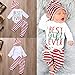 Xmas 3Pcs Set Newborn Baby Girl Boy Letters Print Top Romper+Pants+Hat Outfits Size 3-6Months/Tag70 (Red)