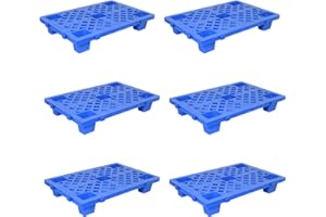 SIQEEBAU 6 Pcs Plastic Pallets, Safety Storage Lightweight Nestable Spliceable Blue Polyethylene Pallets, Moisture-Proof Floor Pallet for Indoor Outdoor Storage, Garage and Warehouse(19.7" x 11.8" x 3.9")