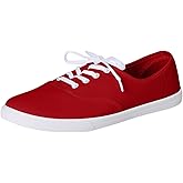 Women's Canvas Lace Up Sneaker Casual Low Top Sneakers Fashion Womens Tennis Shoes with Padded Insole Fashionable Comfortable and Versatile Solid Color Canvas Flat for Everyday Wear