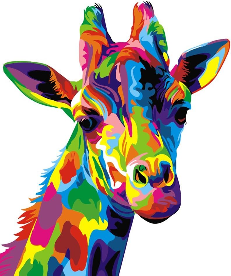DIY Oil Painting Paint by Number Kit, Paint by Numbers Drawing with Brushes Paint, Suitable for All Skill Levels 40x50cm - Colorful Giraffe