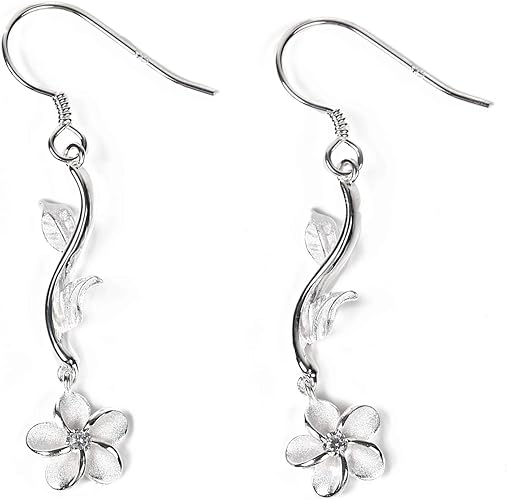 Amazon ピアス 揺れる ハワイアンジュエリー プルメリア フックピアス リーフ シルバー レディース 女性 人気 安い ピアス 通販