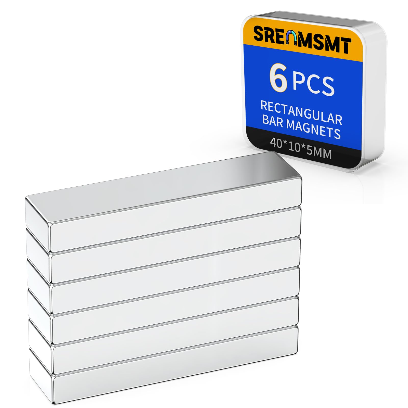 SRENMSMT Powerful Neodymium Bar Magnets, 6 Pack