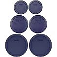 Pyrex (2) 7202-PC 1 Cup (2) 7200-PC 2 Cup (2) 7201-PC 4 Cup Blue Replacement Lids - Original Genuine Pyrex - Made in the USA