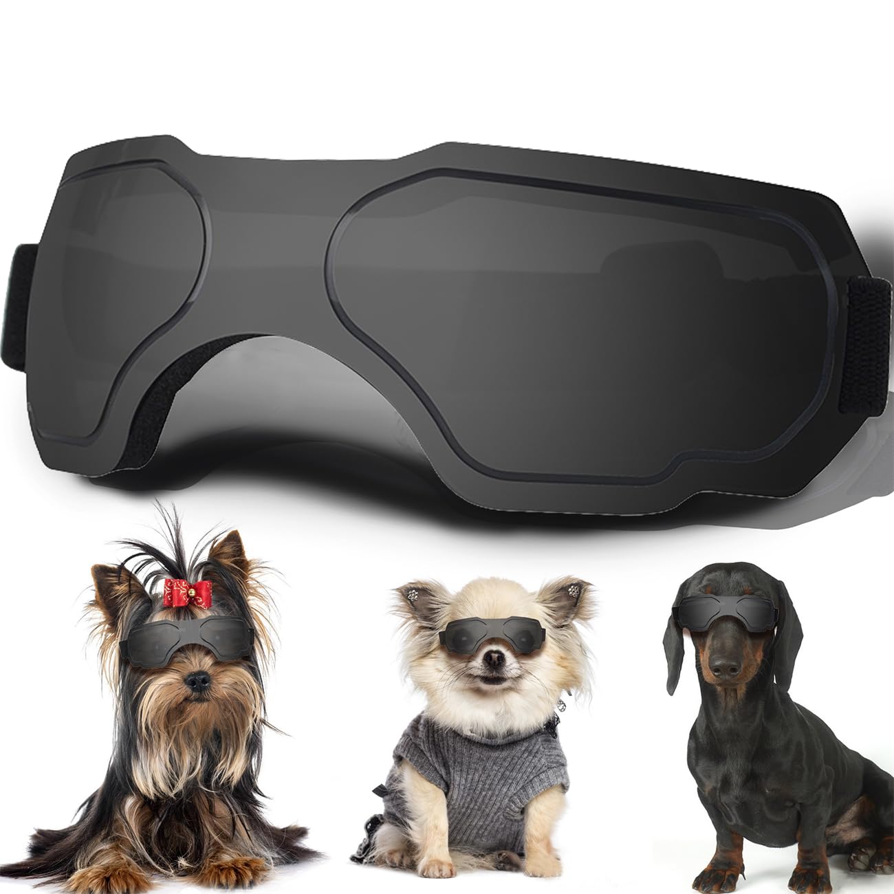 Nicerinc PET Small Dog Sunglasses and Goggles with Adjustable Strap, UV Protection and Windproof for Small Dogs, Puppy Protection