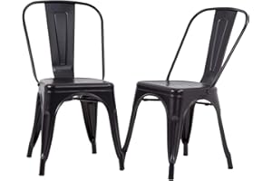 FDW Metal Dining Chairs Set of 2 Patio Chair Indoor Outdoor Chairs Kitchen Metal Chairs Restaurant Chair 18 Inch Seat Height Metal Stackable Chair 330LBS Weight Capacity Tolix Side Bar Chairs