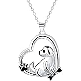 Gleensttys Silver Heart Necklace for Women Cute Dog Pendant Love Gifts for Women