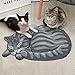 USTIDE Grey Cute Sleeping Cat Shaped Bedroom Area Rug,Tabby Cat Carpet 33.5 by 18 Inch
