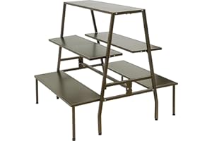 NeNchengLi Metal Shoe Handbag Display Stand 3 Tier Modern Retail Display Tables Double Side Retail Table Gold Standing Display Riser Shelf for Retail Store, Wedding, Home, Party Celebration