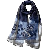 Jeelow Women's Silk Wool Scarf Shawl - Lightweight Floral Embroidered Wrap for Wedding, Party, Prom Fashion Accessory