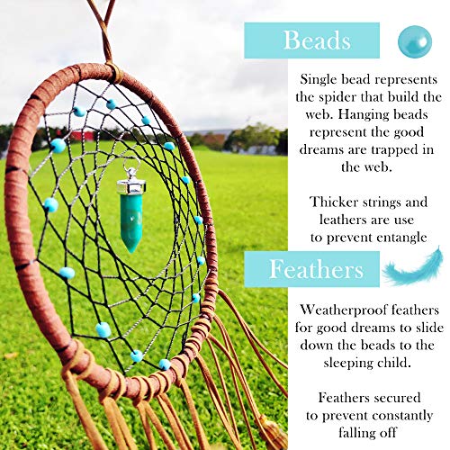 image for BillionBoxes Dream Catchers for Bedroom Decor - Blue Stone Native Amer