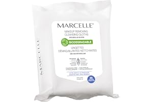 Marcelle Biodegradable and Recyclable Ultra-Gentle Makeup Cleansing Cloths, Sensitive Skin, Hypoallergenic, Fragrance-Free, C