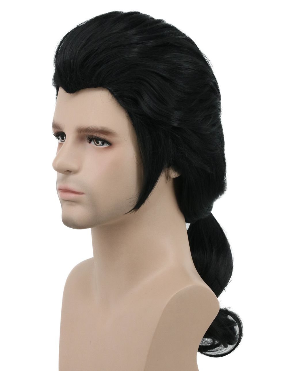 Karlery Men Long Wave Black Gaston Colonial Wig Halloween Costume Cosplay Wig