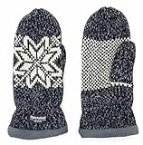 Bruceriver Women Snowflake Knit Mittens with Warm Fleece Lining Colour Black