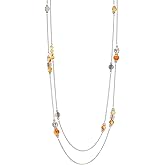 BULINLIN Layered Silver Long Necklace for Women Turquoise Stone Beaded Strand Sweater Chain Necklaces Fashion Costume Jewelry Gifts for Mom