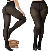 Buauty Fleece Lined Tights Sheer for Women-Fake Translucent Thermal Leggings High Waist Thick Warm Pantyhose for Winter