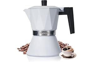 LAOION Moka Pot, 6-Cup Espresso Maker, 300ml Portable Stovetop Espresso Maker, Percolator Coffee Pot Compatible with Induction Cooktops, Suitable for Home and Camping (White)
