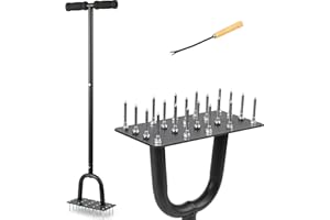 Cludpark Lawn Aerator Spike,Manual Aerating Lawn Tool with 20 Spikes,Grass Metal Aeration Tools for Yard,Garden Aerator Tool for Loosening Soil, Lawn Care, Lawn Air Aerator with Hand Weeder Tool