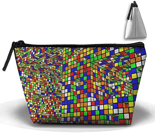 Rubik's Cube World Makeup Bag Storage Portable Travel Wash Tote Zipper Wallet Handbag Carry Case