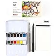 Grabie Travel Watercolor Paint Set, Watercolor Paints, 12 Colors, Painting Set, Deluxe Travel Set, Art Supplies for Painting, Great Watercolor Set for Artists, Amateur Hobbyists and Painting