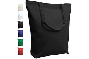 TOPDesign 2-Pack Super Strong Large 17.5"x16.5"x5" 10oz Cotton Canvas Tote Bag, Reusable Grocery Shopping Bags, Blank Black B