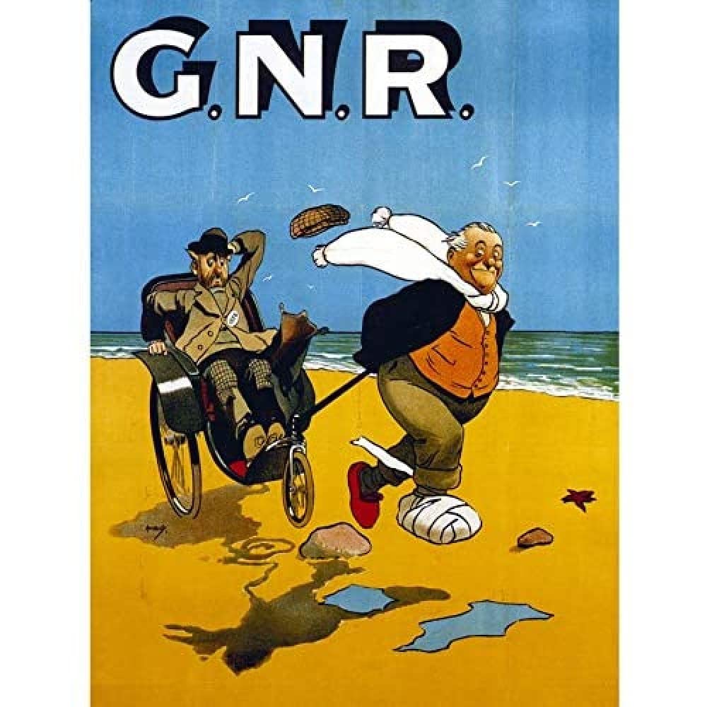 Artery8 Hassall Skegness Beach GNR Railway Advert Artwork Art Print Canvas Premium Wall Decor Poster Mural