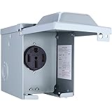 Miady 50 Amp 125/250 Volt RV Power Outlet Box, Enclosed Lockable Weatherproof Outdoor Electrical NEMA 14-50R Receptacle Panel