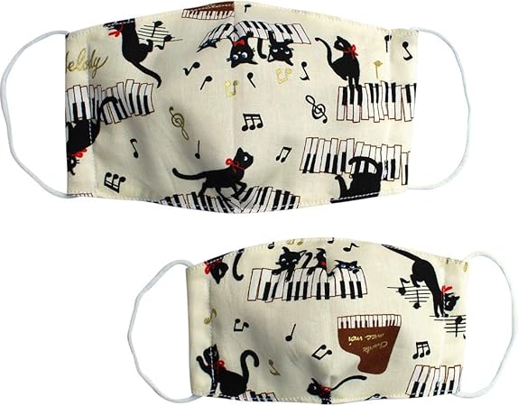 Amazon Co Jp ピアノ ねこ 親子マスク ペアマスク お揃い リンクマスク 洗えるマスク 日本製 手作り立体マスク 吸水速乾素材 ピアノ ねこ ホビー