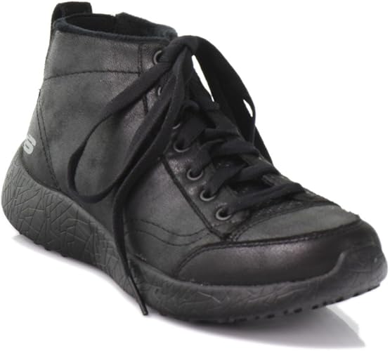 ladies black leather skechers